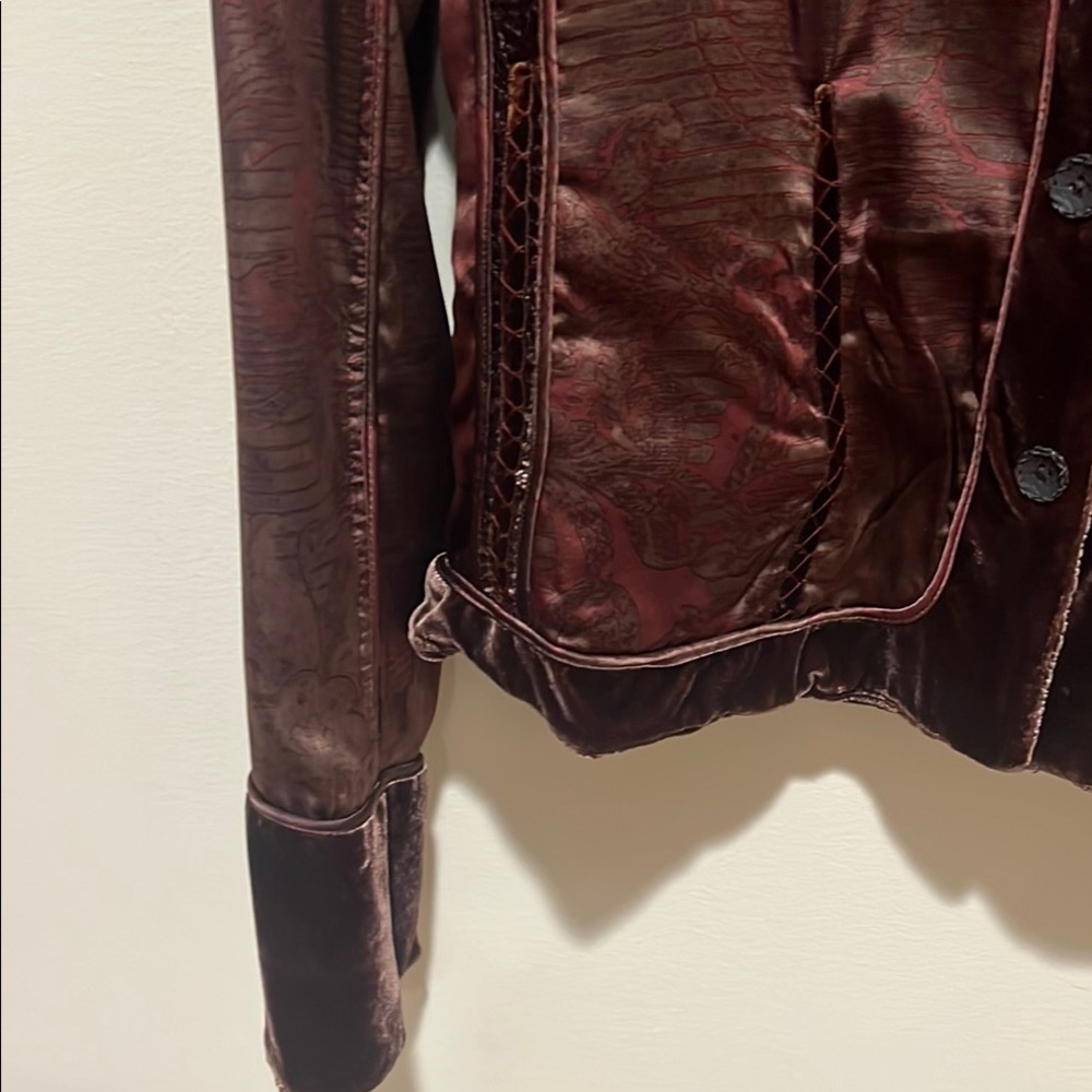 Reversible Elegant Brown Velvet and Burgundy Blazer size 10 EUC Elie Tahari RARE - Picture 14 of 16